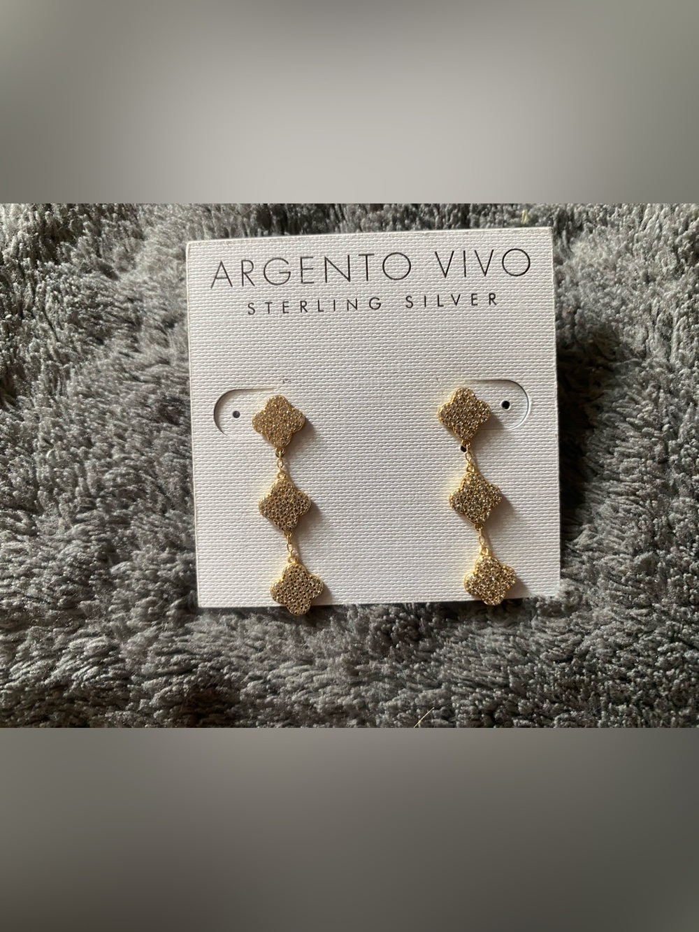 Argento Vivo Gold Triple Clover Drop Earrings